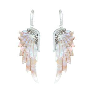 Opal Wonder Angel Wings - mother of pearl angel wings earrings