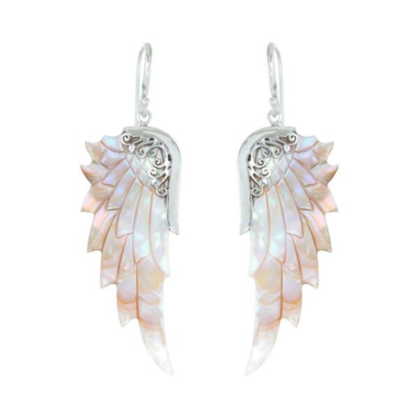 Opal Wonder Angel Wings - mother of pearl angel wings earrings