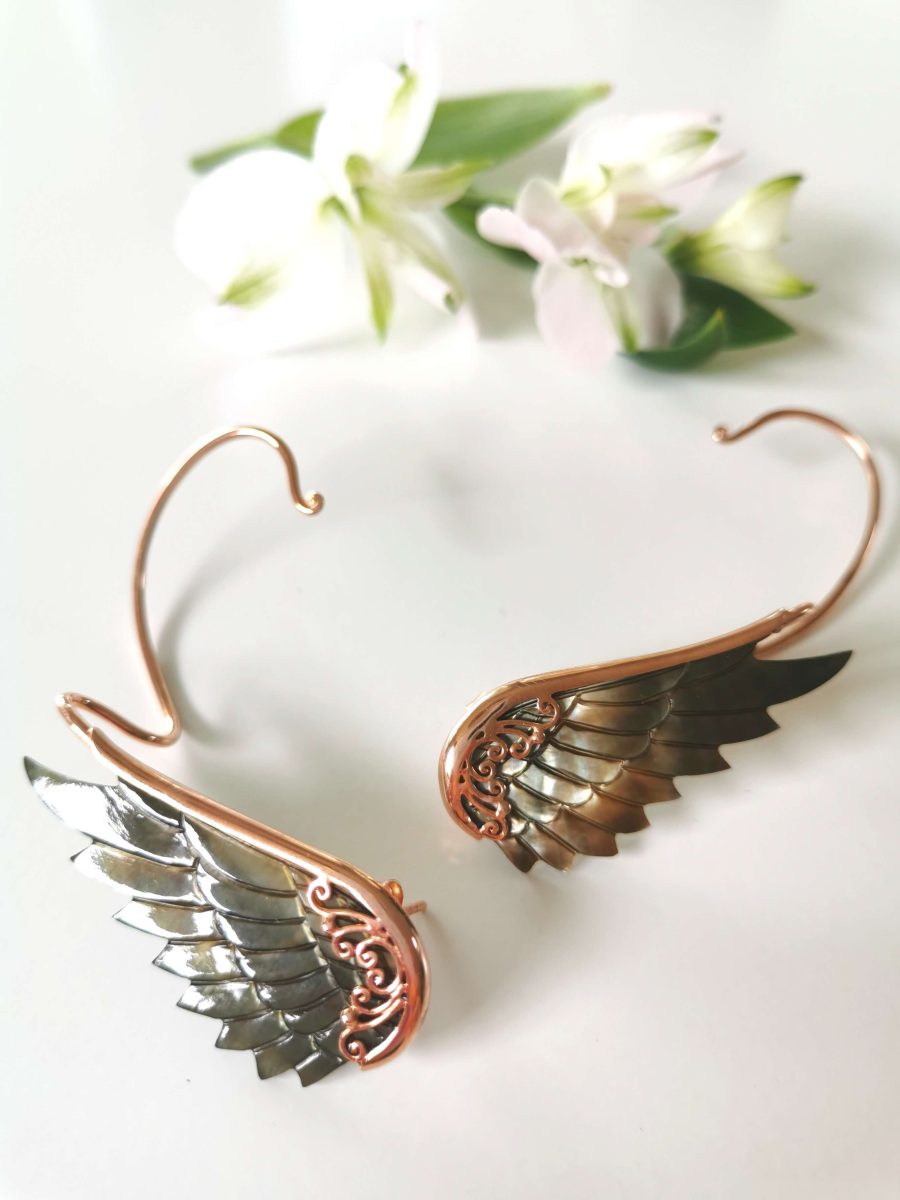 Englevinge øreringe - Black Rose Earwings fra Lalimalu