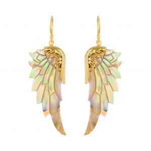 Jewellery with meaning - angel wing earrings in Abelone shell and gold