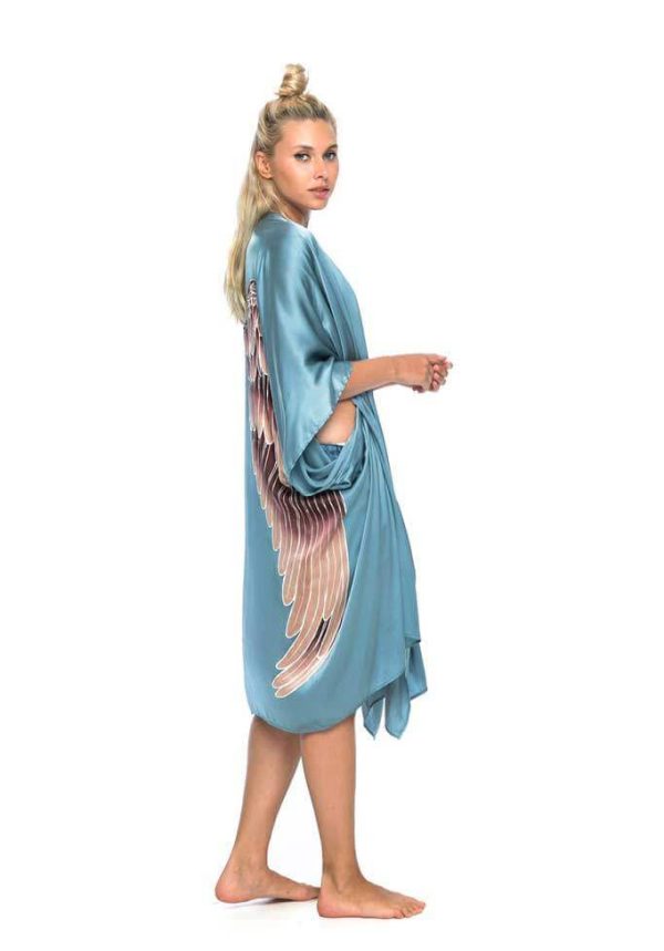Angel Wing kimono, Blue/Aubergine wings - Image 3