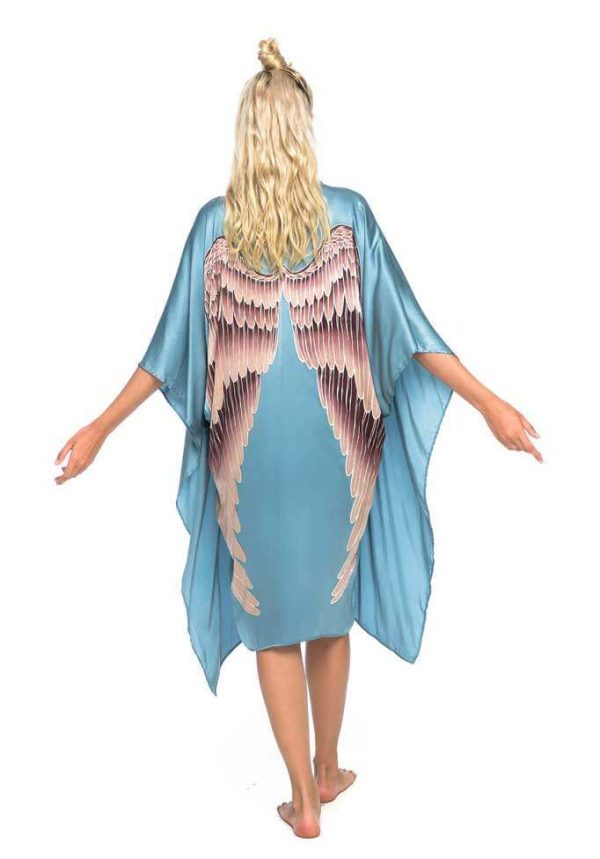 Angel Wing kimono, Blue/Aubergine wings - Image 4