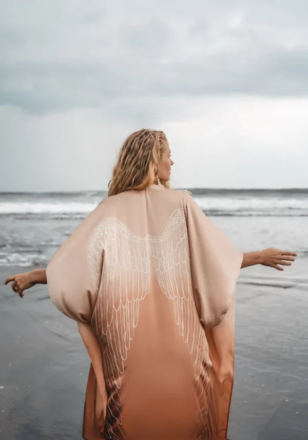 Archangel Gabriel Luxe Kimono, Ombre, White Wings - Image 4
